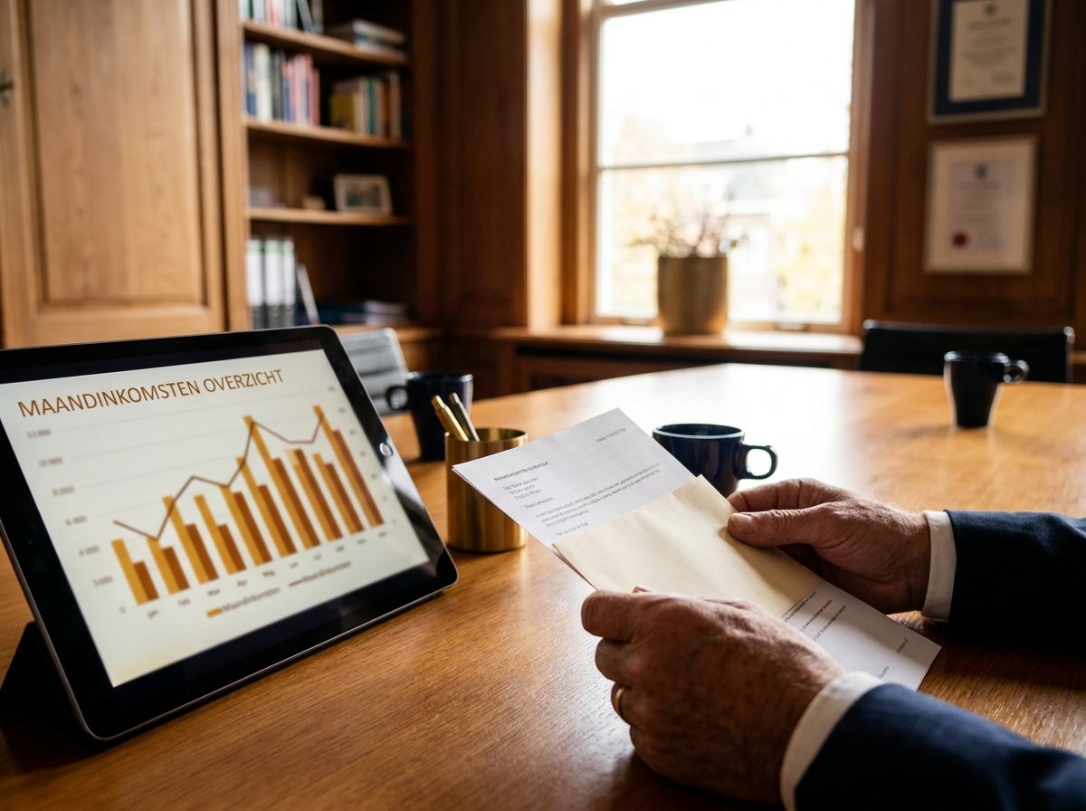 Detail van handen die een bankbrief vasthouden