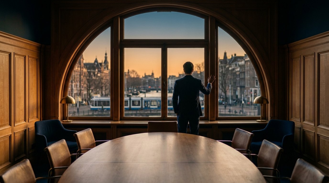 Boardroom met zicht op Amsterdamse Zuidas
